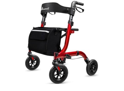 Henmnii Rollator Walker Lightweight Foldable All Terrain GMS-NHDR08X RED