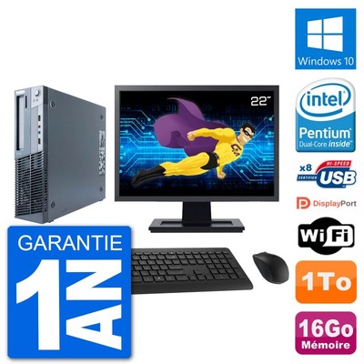 PC LENOVO M91p SFF Bildschirm 22 '' Intel G630 RAM 16Go Disc 1To Windows 10 Wifi