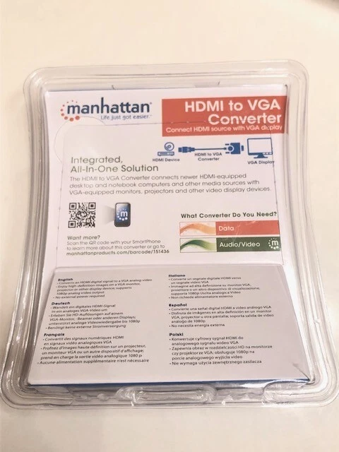 Manhattan HDMI To VGA Converter 151436 --Black---NEW - Image 2 of 3
