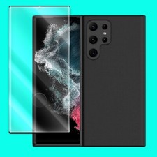 Anti-Shatter Screen Protector Soft TPU Case f Samsung Galaxy S22 Ultra SM-S908U