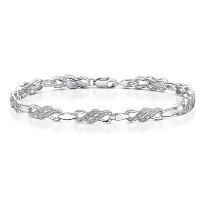 Sterling Silber Diamant Armband Double Kiss Crossover Armband