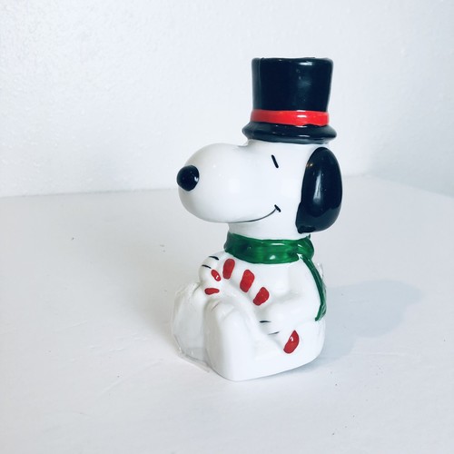Vintage Willitts Snoopy Ceramic Christmas Votive Candle Holder 5” 1966 - Picture 4 of 9
