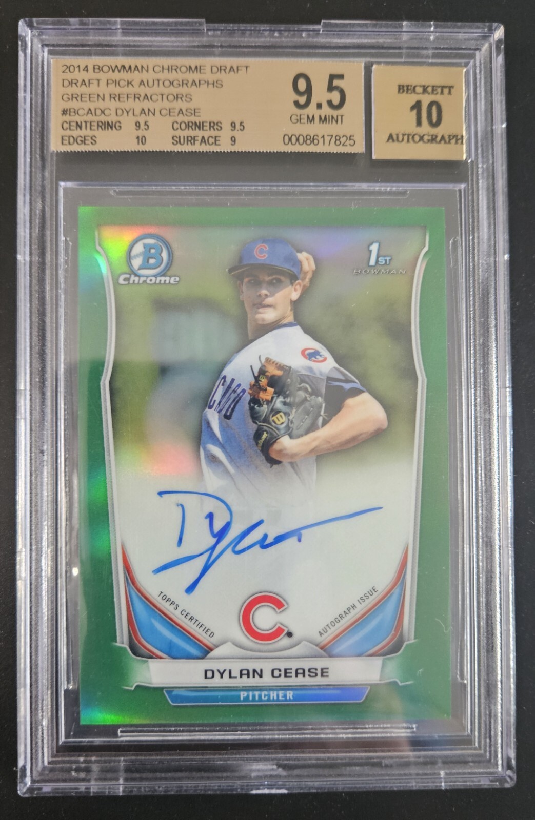 2014 Bowman Chrome Draft Auto Green Ref #BCADC Dylan Cease 85/99 BGS 9.5/10