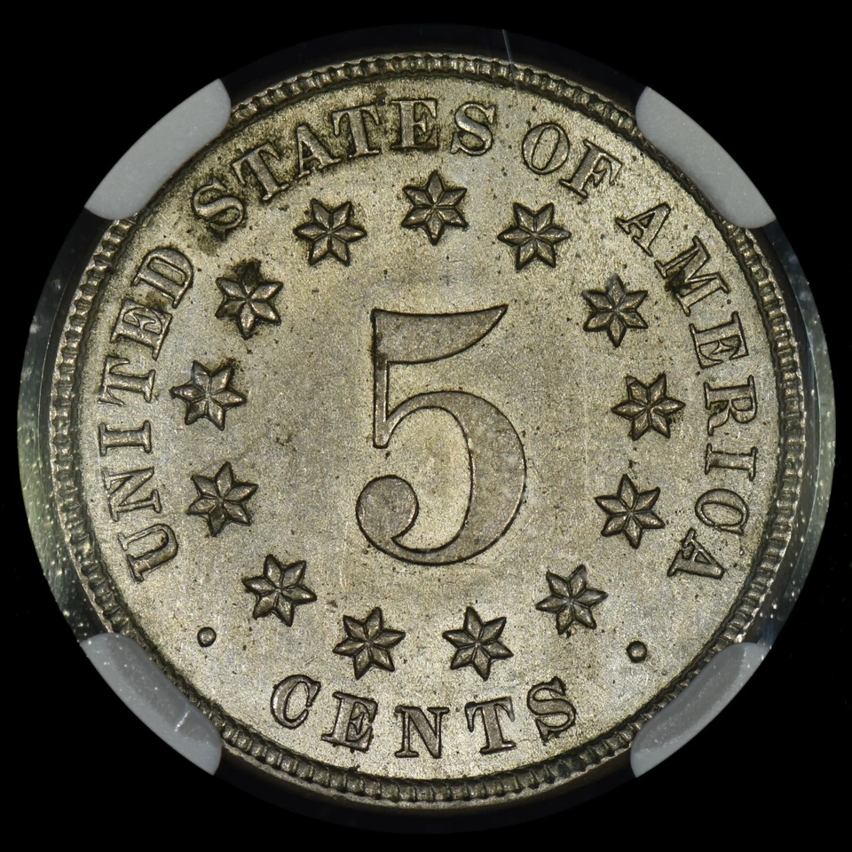 1883/2 SHIELD NICKEL ✪ NGC MS-61 ✪ 5C OVERDATE COIN UNCIRCULATED UNC ◢TRUSTED◣ - Image 3 of 4