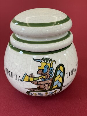 Großer Tabaktopf signiert Sabioni Made In Italy handbemalt Vintage 