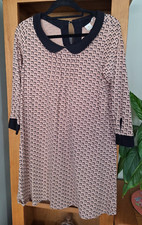 Orla Kiely / Uniqlo Dress. Cream/Black Pattern Cotton - UK M - VG Worn Condition