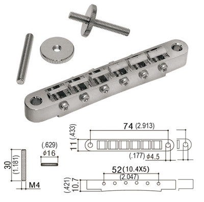 Ponte ABR-1 Invecchiato Per Chitarra Les Paul | Ottone Nichelato Con Selle, Pali Acciaio