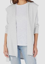 224 Michael Stars Women's Gray Draped Hoodie Open-Front Cardigan Sweater Size L