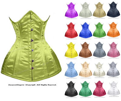 Heavy Duty 26 Double Steel Boned Waist Training Satin Long Underbust Corset 8422