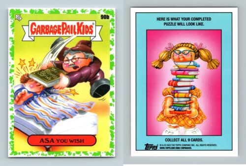 Asa You Wish #90b Garbage Pail Kids Bookworms 2022 Green Parallel Sticker - Afbeelding 1 van 1
