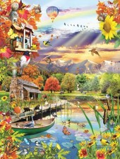 Suns Out Autumn Lake 500 pc Jigsaw Puzzle