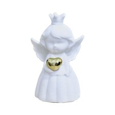 Angelo con Cuore ORO in porcellana biscottata H.12 cm Bomboniera 1APC