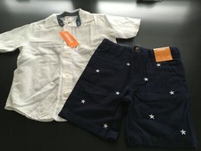 NEW Gymboree 4T Navy Blue Embroidered Star Shorts  5T White 55 Linen S/S Shirt