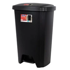 13 Gallon Plastic Step On Kitchen Trash Can Hands-Free Garbage Bin Home Black