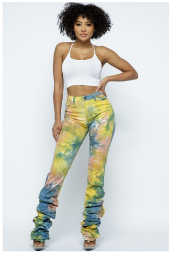Ruched Stacked Scrunch Bottom Rainbow 