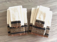 6 Piece Set~CROSCILL~Decorative Towels~Green/Gold/Cream~Made in USA~MINT