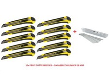 SET: 10x Profi Cuttermesser 18mm + 100 Klingen 18mm  Cutter für Heimwerker