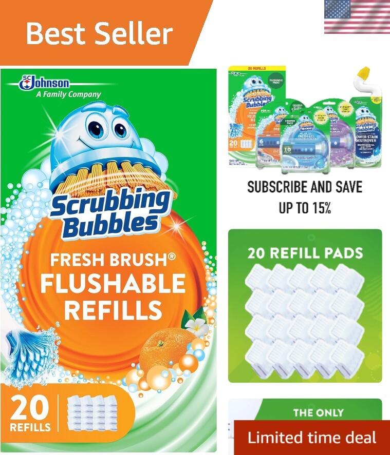 20 Count Citrus Scent Flushable Toilet Cleaning Pads - Effortless Hygiene