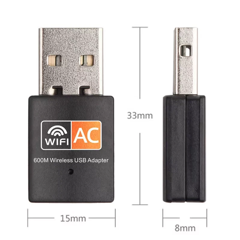 AC 600Mbps WLAN Stick Dual Band 2.4GHz / 5GHz WIFI Dongle USB Wireless Adapter