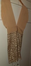 Gorgeous Gold Chiffon Top Sequin Bottom Dress Size 8 Jones & Jones