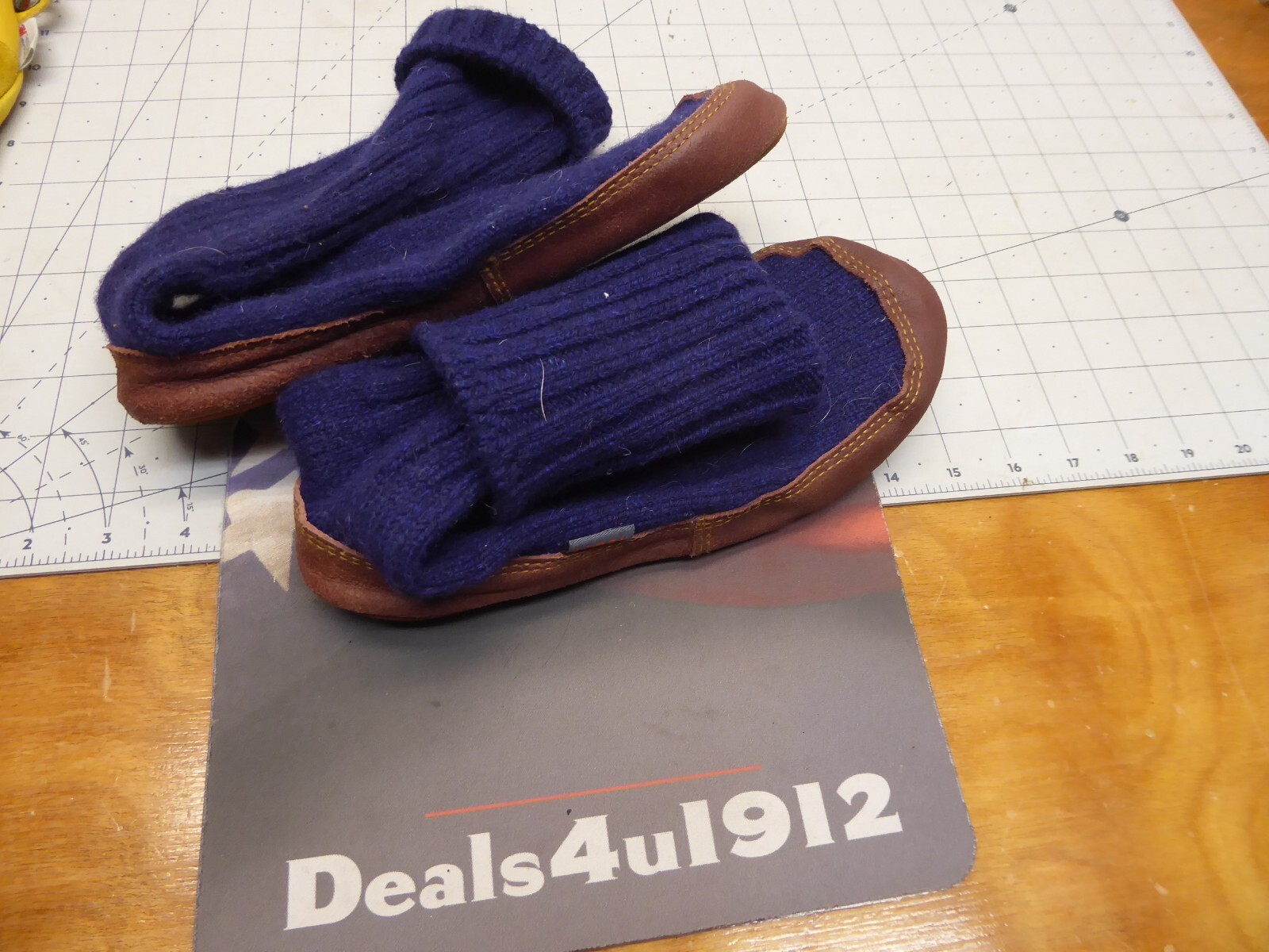 SAOLA Calze Pantofole Originali Ghianda Blu Lana Marrone Suola In Pelle Donna 5 6 Eccellenti