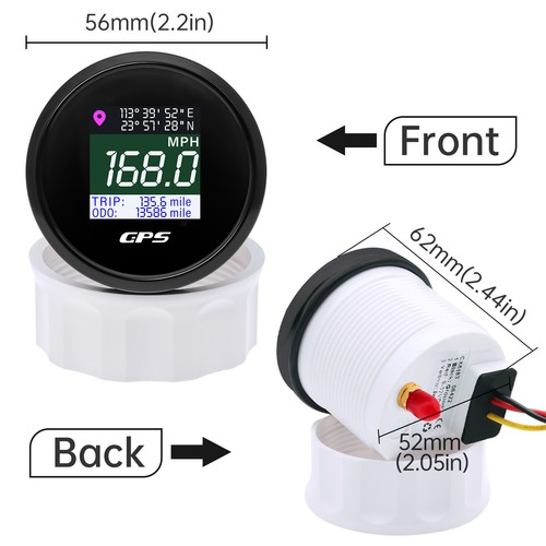 2" 52MM Digital GPS Speedometer Gauge for Marine Boat Car Truck Motorcycle ATV - Picture 6 of 15