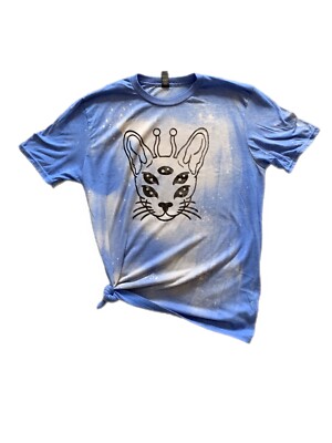 Bleach Dyed Alien Cat Short Sleeve T-Shirt 
