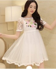 Fashion Flowers Embroidered Lace Dress