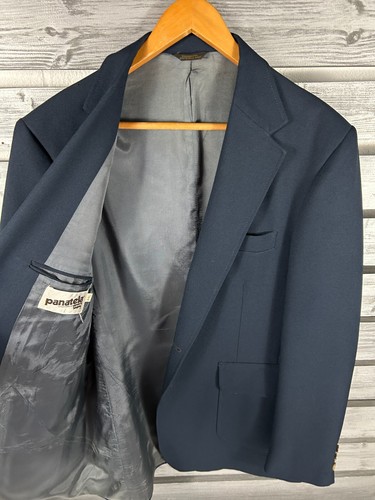 Vintage 70s 80s Levi's Panatela Hopsack Blue Sport Coat Blazer Jacket Mens 44L - Picture 3 of 10