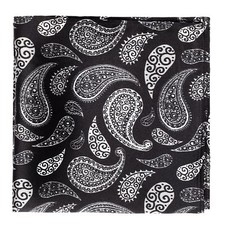 Black White Grey Paisley Mardi Gras Pocket Square for Men 100 Silk Suit Hand...