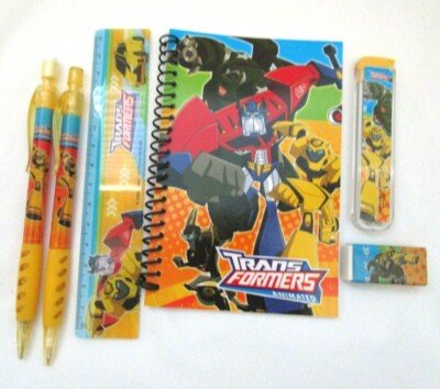 Hasbro Transformers 6Pc Stationary Set-Pen,Pencil,Pad,Ruler,Eraser,Lead-New!