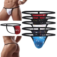 5 Pack Mens T-back Underwear G String Thong Bulge Pouch Panties Low Rise Shorts