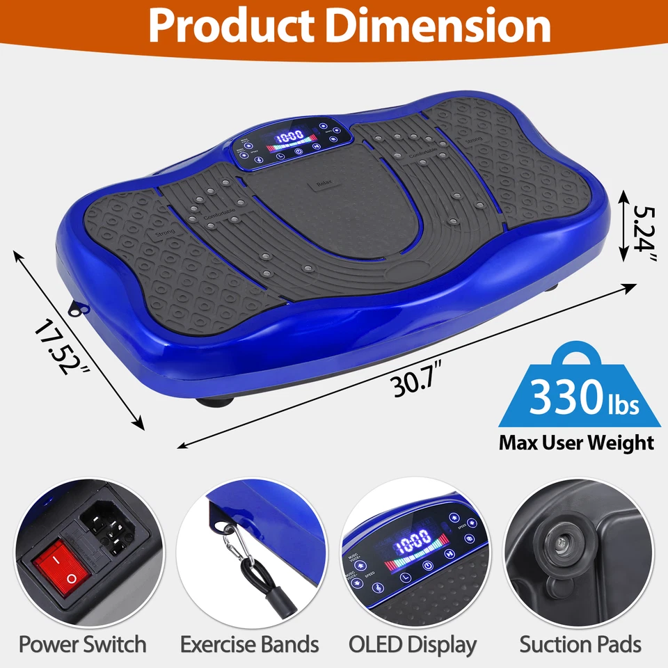 Vibration Plate Exercise Machine for Lymphatic Drainage Weight Loss Fitnes Blue - Image 2 of 4