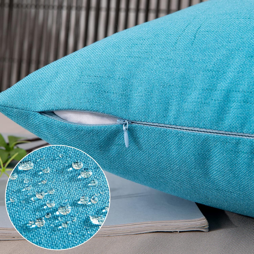 Pack of 2 Outdoor Throw Pillow Covers Waterproof Decorative Soft Pillowcases Lin - Picture 3 of 7