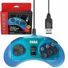Retro-Bit Official Sega Genesis USB Controller 8-Button Arcade Pad for Sega G...