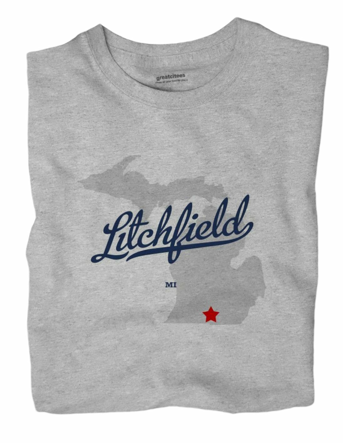 Litchfield Michigan MI T-Shirt MAP