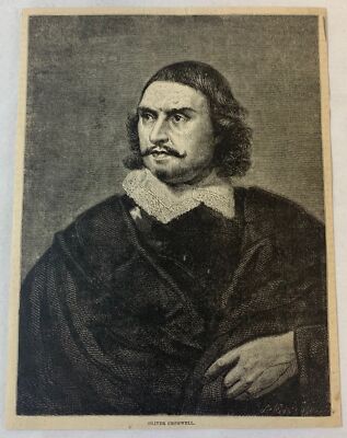 1880 magazine engraving ~ PORTRAIT OF OLIVER CROMWELL