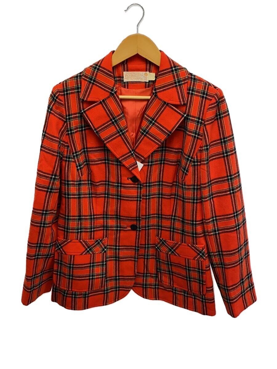 Pendleton Wool Check Tailored Jacket 16 Orange Us… - image 1