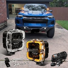 Pair Clear Lens 4 Amber Drl Off Road Led Work Lights Driving Lamps High-lo Beam