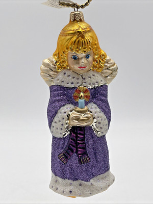 Slavic Treasures 1999 Glen Lewis Heavenly Light Angel Glass Ornament 8'' NIB w/ T