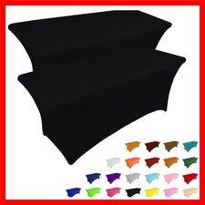 2 Pack 6FT Table Cloth for Rectangular Fitted Events Stretch Black Table Cove...