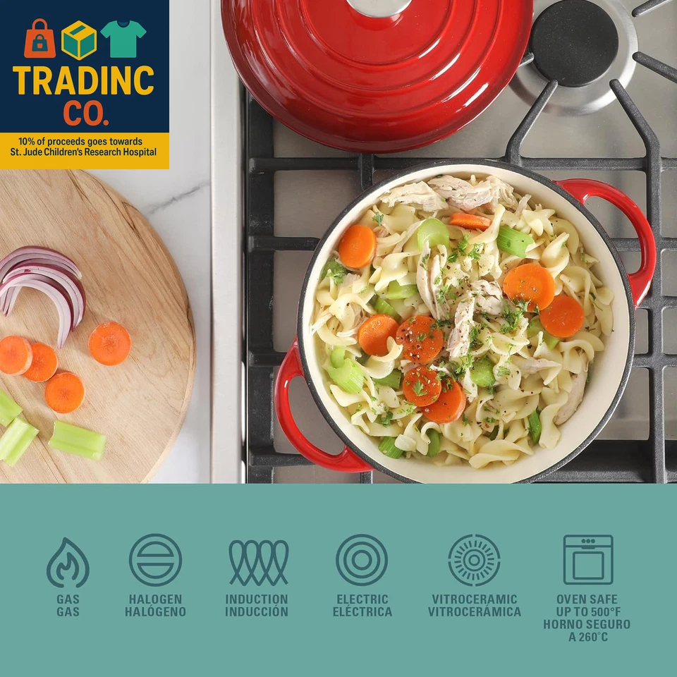 Addlestone 2.65 Quart round Enamel Cast Iron Dutch Oven Pot with Lid & Dual Hand - Image 4 of 4