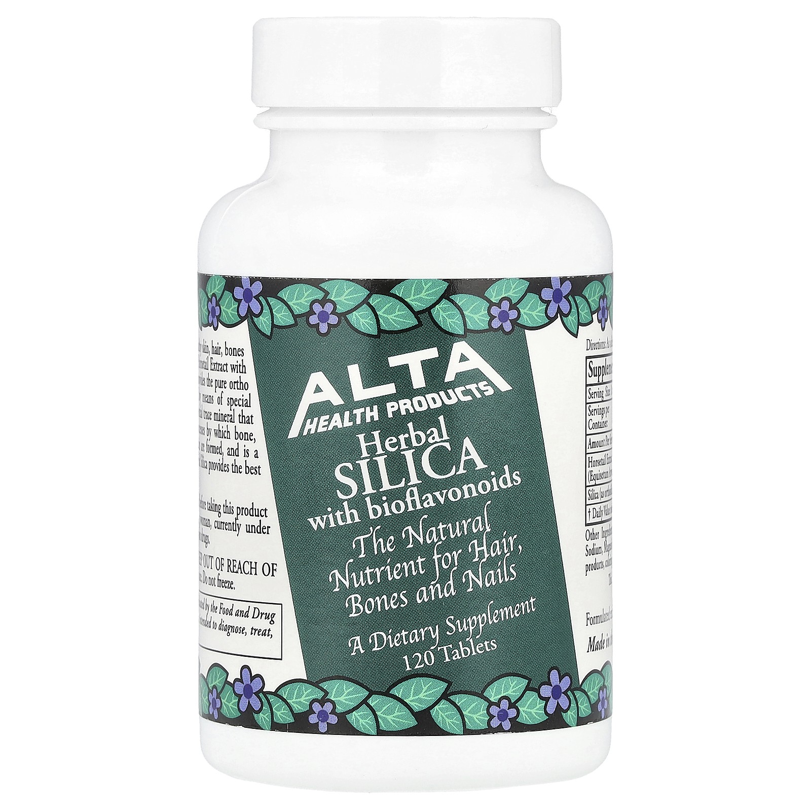 Alta Health Herbal Organic Silica с биофлавоноидами 120 таблеток без глютена, нет