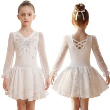 Kids Girls Dancewear Rhinestone Ballet Kindergarten Costume School Lyrical Show