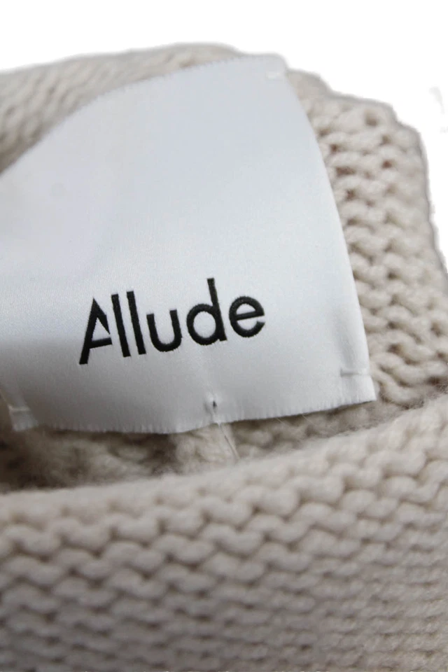 Allude Womens Cashmere Knitted Sleeveless Turtleneck Sweater Beige Size M - Image 4 of 4