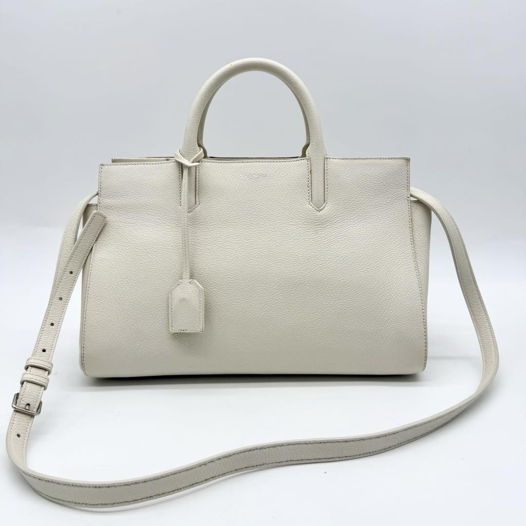 Borsa a mano YVES SAINT LAURENT Cabas Rive Gayche Livgouche 2 vie pelle bianca originale