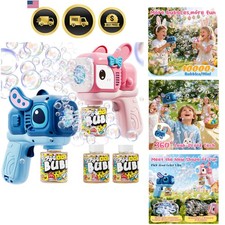 2 Pack Bunny Bubble Machine Gun for Toddlers,Fast Bubble Blast 10,000 BPM, L...