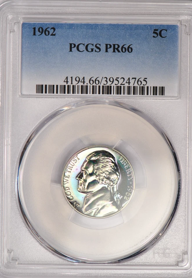 1962 TONED Jefferson Nickel Proof PCGS PR66 PF 66 Toning Coin 5C - Image 2 of 4