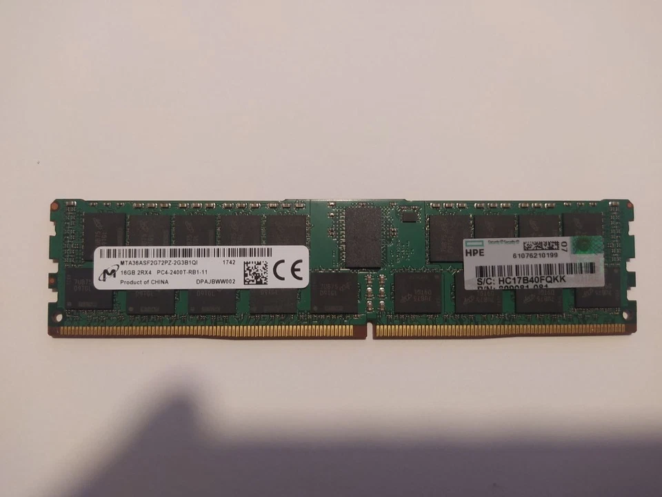 16GB DDR4-2400MHz PC4-19200 RDIMM ECC 2Rx4 Server Memory HPE 809081-081 - Immagine 2 di 3