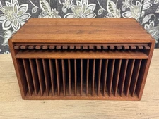 Kalmar Designs Danish Teak CD Holder Mid Century Modern Wall Mount Storage Box